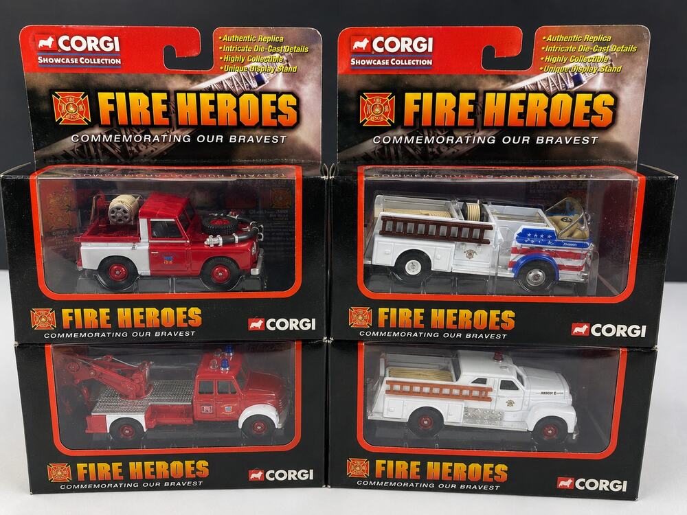 Corgi Fire Heroes Diecast Fire Trucks Lot of 4 Boxed 2002 Showcase Collection